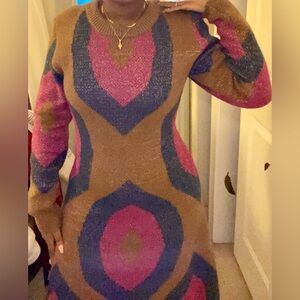 Colorful Geometric Knit Dress